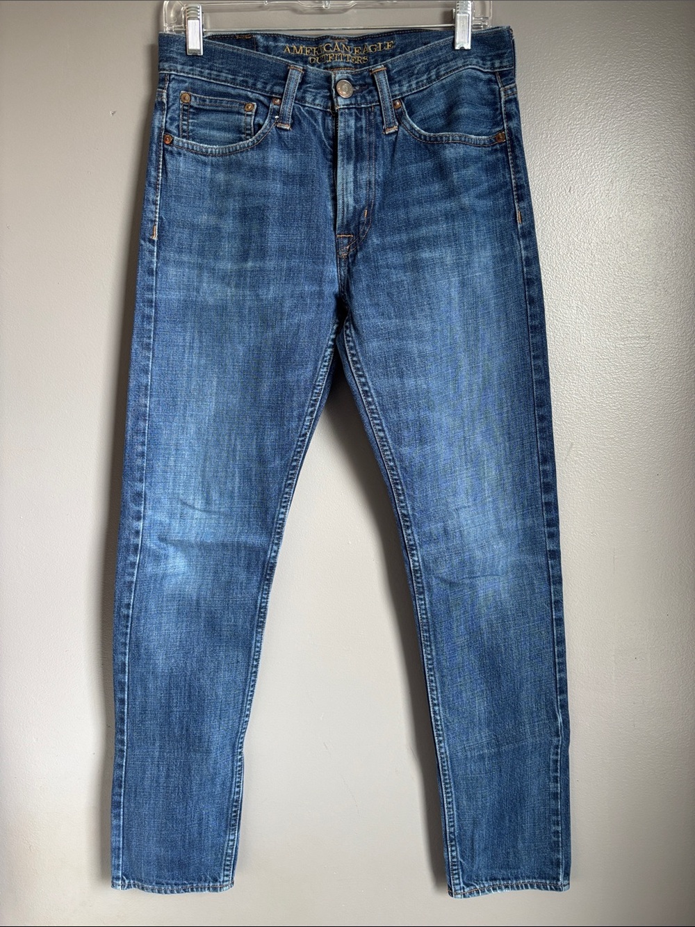 VGUC American Eagle Outfitters Men's original taper fit blue jeans * sz 28/32